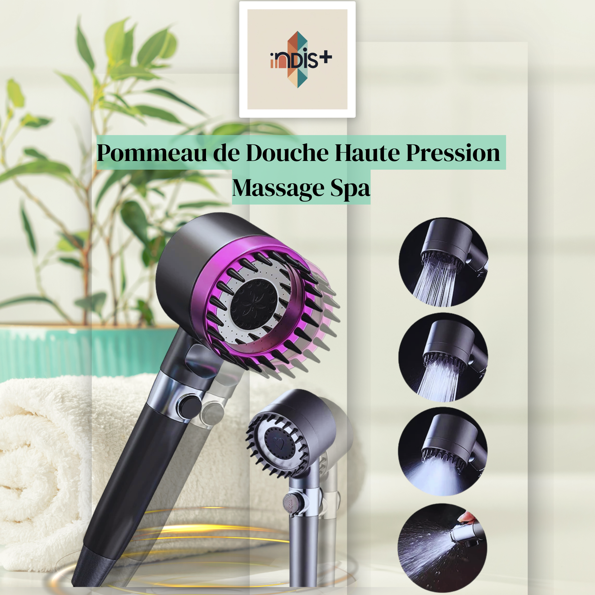 Pommeau de Douche Haute Pression Massage Spa